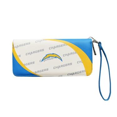 Imagem de Littlearth Carteira feminina NFL Los Angeles Chargers 1 curva com zíper, cor da equipe, 20 x 10 x 2,5 cm