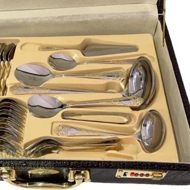 Imagem de Faqueiro 84 Pçs Banhado Ouro 24K