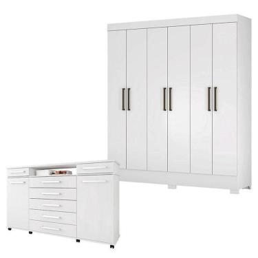Imagem de Cômoda London E Guarda Roupa Casal Verso Branco - Demóbile