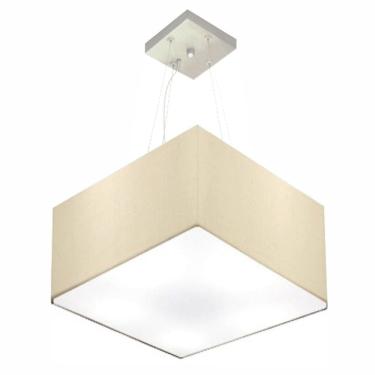 Imagem de Lustre Pendente Quadrado Md-4197 Cúpula em Tecido 25/45x45cm Algodão Crú - Bivolt