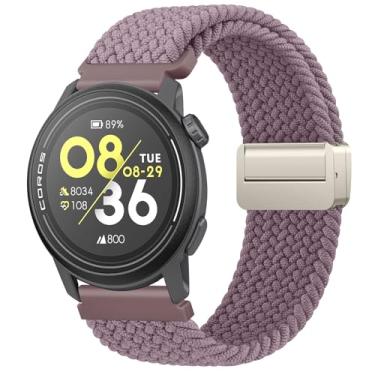 Imagem de Pulseiras magnéticas trançadas para Coros Pace 3/Pace Pro/Apex 2 Pro/Apex Pro/Apex 46 mm, pulseira de reposição elástica trançada de nylon macio para mulheres e homens (violeta moke)