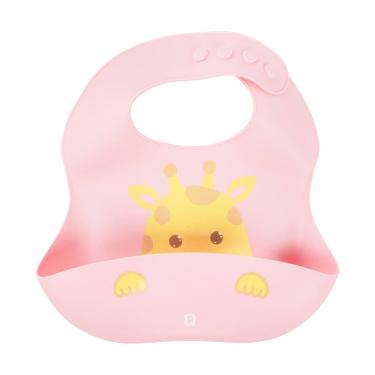 Imagem de Babador de Silicone Bebê Ajustável Rosa Girafa - Pimpolho