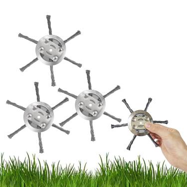 Imagem de 3 peças de cabeça de cortador de grama de fio de aço, cabeça de substituição de aparador de corda, cabeça universal de aparador de ervas daninhas de fio de aço de 15 cm para aparador de cordas sem fio