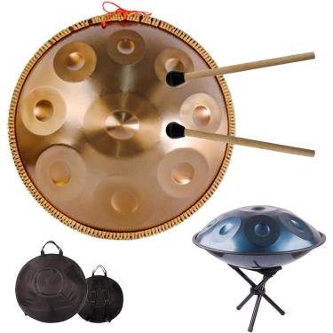 Imagem de Tambor De Aço Hdp 22" 9/10 Notas D Menor Instrumento De Tambor De Língua Para Adultos D Crianças, Instrumento De Percussão 432hz, Gold, 9 Notes