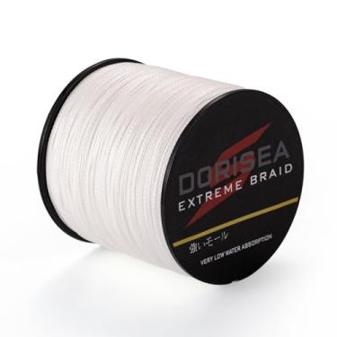 Imagem de Dorisea Linha de pesca trançada branca Extreme Braid 100% Pe 109 jardas-2187 jardas 2,7-249,5 kg Fio de pesca de teste Incrível Superline Zero Stretch (1500 m/1640 jardas 4,5 kg/0,14 mm)
