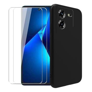 Imagem de WDMYLFTW Capa para Tecno Pova 5 + [pacote com 2] Película protetora de tela de vidro temperado - Capa protetora de TPU (poliuretano termoplástico) macio e flexível de silicone transparente à prova de