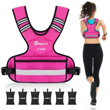 Imagem de NEALFIT Colete pesado para mulheres e homens, 2,3 a 4,5 kg/5 a 9 kg/8,2 a 13,6 kg, colete ponderado ajustável com tira refletiva, colete de peso corporal para caminhada, corrida, fitness, treinamento