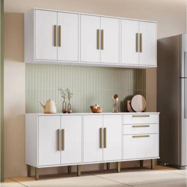 Imagem de Cozinha Completa 11 Portas 2 Gavetas Lorena kaiki Móveis - Branco