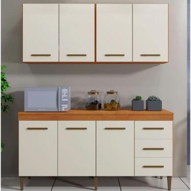 Imagem de Cozinha Completa Atenas 7 Portas 3 Gavetas Kaiki Móveis - Nature/Off