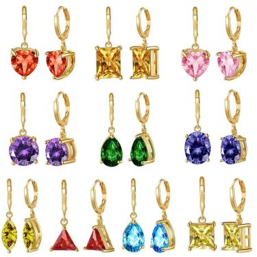 Imagem de Brincos pendentes TAMHOO banhados a ouro com zircônia cúbica para mulheres