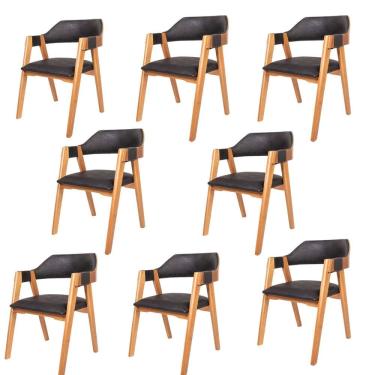 Imagem de Conjunto 8 Cadeiras de Madeira de Eucalipto Courino Durango Dália Preto