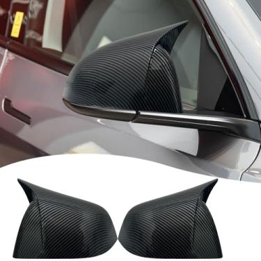 Imagem de Capa de espelho lateral, para Tesla Model Y 2021-2024, 2 peças conjuntos de capas de caixa de seta para carro - Fibra de carbono (não serve para junior 2025)