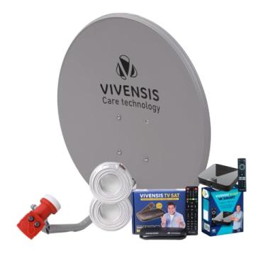 Imagem de Kit Antena Vivensis Azul + 1 Lnbf Duplo + 2 Cabos + 1 Vivensis VX10 + 1 Smart VX10