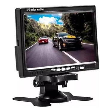 Imagem de Monitor Veicular LCD TFT 7 Polegadas, Tela Digital 16:9, 2 Entradas de Vídeo, Suporte para Câmera de Ré