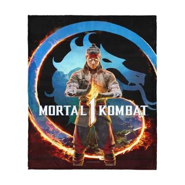 Imagem de Cobertor Mortal Kombat Silk Touch – Logotipo Liu Kang Zen, lã ultramacia, pelúcia e leve, 127 x 152 cm