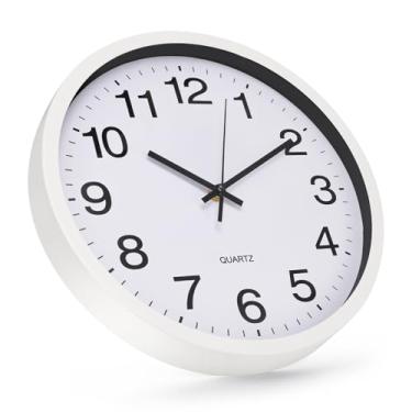 Imagem de bakbrand Relógio de parede de 30,5 cm com acabamento metálico silencioso sem tique-taque, relógio de parede redondo operado por bateria de aço inoxidável para casa, escritório, sala de estar