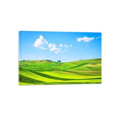 Imagem de Paisagens Pintura em Tela-Campo nuvens céu-Arte Parede Natureza-Pôster Decoração Sala de Estar Banheiro 20x30cm Tela Embrulhada