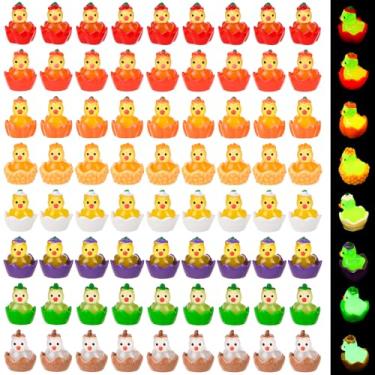 Imagem de GGSTDDUP 80 peças mini patos de resina outono mini patos luminosos com ovos, estatuetas de animais em miniatura para decoração de bolos faça você mesmo, ornamentos artesanais paisagem de musgo