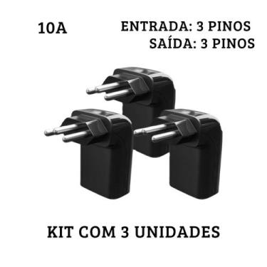 Imagem de Kit com 3 Pocket Fit 3 Pinos 10a - Protetor Dps Raios Surtos iClamper 