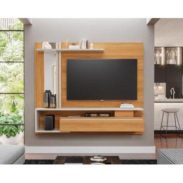 Imagem de Painel para TV até 60" Treviso Com Espelho e Porta Nature Off White Pe