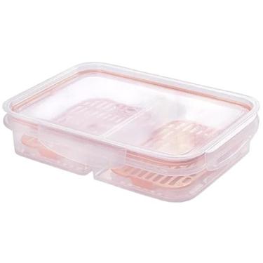 Imagem de POTE HERMí TICO TRAVA MAIS 2 DIV C/ESCORREDOR ROSA PASTEL PLASUTIL