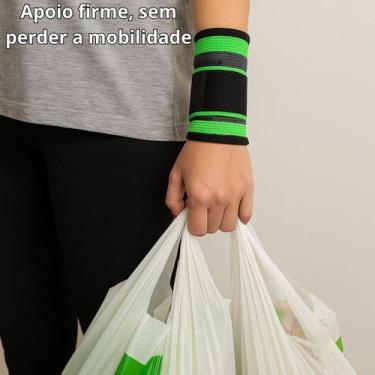 Imagem de Par De Munhequeira Elástica Saúde Respirável Lesões Alívio Dores Tensõ