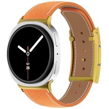 Imagem de CHANCHY Pulseira magnética de couro compatível com Samsung Galaxy Watch 8 de 40 mm/44 mm/clássico de 46 mm 2025, pulseira elegante de couro de grão superior sem lacunas para Galaxy Watch8 feminino e