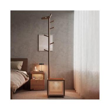 Imagem de Cabide para cabide de madeira maciça para cervos no chão, quarto, sala de estar, cabeceira, cesto de roupas sujas, cabeceira, cabideiro, cabideiro, cabideiro, suporte de roupas (nogueira)