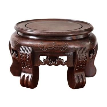 Imagem de Base de exibição base redonda ébano decoração suporte de plantas, interior alto bonsai vaso pedestal base suporte de exibição (grande)