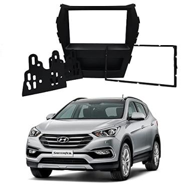 Imagem de Moldura 2 Din Santa Fé 2014 em diante com Mídia Original/GPS Preto JP CH Expex - EPX 505