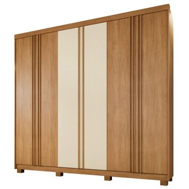 Imagem de Guarda Roupa Porto 6 Portas Ripado 4 Gavetas 10 Prateleiras Cinamomo 2 Portas Off