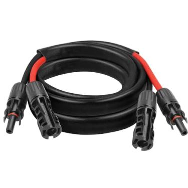 Imagem de Cabo solar 8AWG – Cabo de extensão de painel solar de 1,8 m, fio fotovoltaico de calibre 8 com manga protetora retardante de chamas, conector à prova d'água fêmea e macho para trailer, sistemas