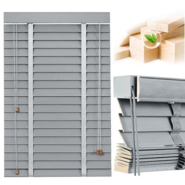 Imagem de Persianas de madeira de 5 cm para janelas internas: Persianas e persianas blecaute de madeira, persianas horizontais de privacidade de tamanho personalizado para casa, quarto, banheiro, sala de estar