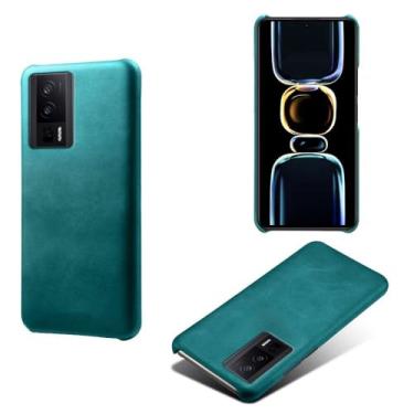 Imagem de Capa para Xiaomi Redmi POCO F5 Pro 5G,Proteção contra quedas,Casca de volta de cor sólida simples,Design de couro de imitação de plástico-Green