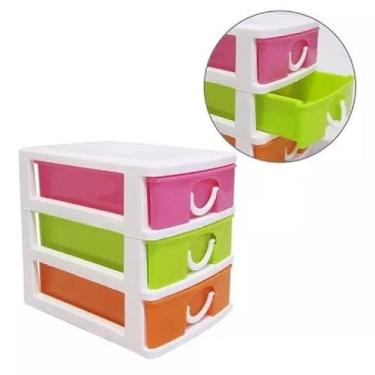 Imagem de Organizador de Plástico com 3 Gavetas Porta Maquiagem Jóias Coloridas 