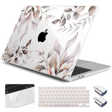 Imagem de Yebiseven Capa para MacBook Air 13,6 polegadas M4/M3/M2 2025 2024 2023 2022 lançado A3240/A3113/A2681, capa rígida para laptop com capa de teclado e protetor de trackpad e 2 adaptadores OTG, folhas