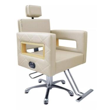 Imagem de Cadeira Poltrona Reclinável Hidráulica Berlin para Salão estofado Bege
