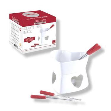 Imagem de Conjunto De Fondue Em Cerâmica Coração Herstal Branco 7 Pcs - Hauskraf