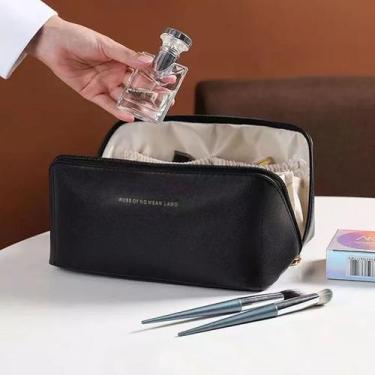 Imagem de Bolsa Necessarie Super Espaçosa Maquiagem Portátil Organizador Viagem 