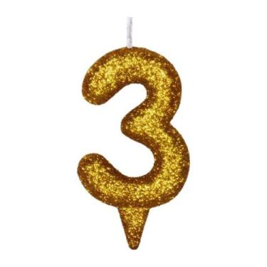 Imagem de Vela De Aniversário Número Magic Glitter Dourado - PartiuFesta