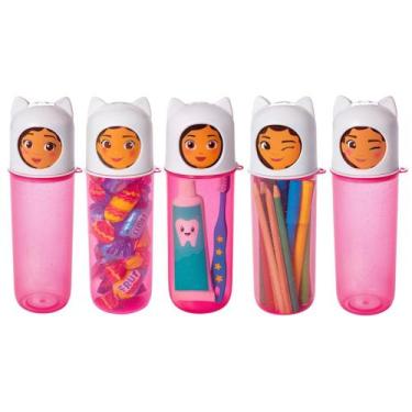 Imagem de Kit 5 Tubos Casa Mágica Gabby Porta Objetos Doces Lembrancinha de Fest