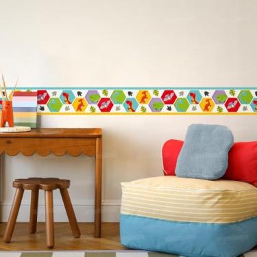 Imagem de Adesivo Infantil Dinossauro 06 Faixa Decorativa Colorida Quarto Lúdico Criativo Parede Bebê