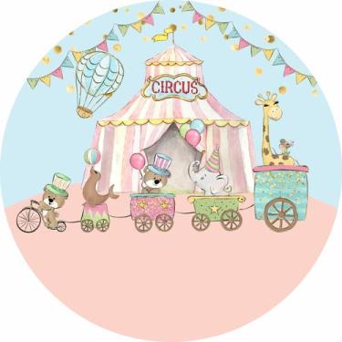 Imagem de Painel de Tecido Sublimado Redondo Circus Animais Turminha Feliz Trenz