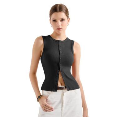 Imagem de Camiseta regata feminina SUUKSESS, canelada, sexy, com botões Y2K, pre