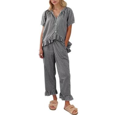 Imagem de Conjunto de pijama COZYPOIN Gingham xadrez de algodão para maternidade