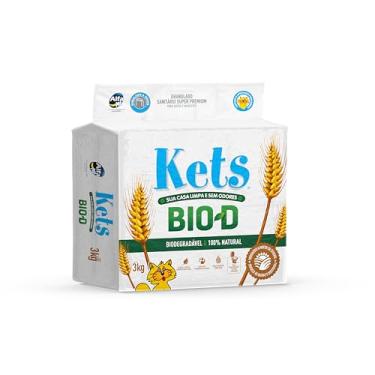 Imagem de Areia Sanitária Bio-Degradável Granulado Cereal, Pacote de 3kg, Linha Kets, Alfapet.