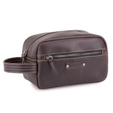 Imagem de Necessaire Masculina Organizador Para Viagem Couro Legítimo(MARROM ESCURO)