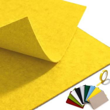 Imagem de Folha de feltro amarelo dourado (91 × 91 cm) com fita dupla face, tecido de feltro rígido acrílico durável para decoração de projetos DIY