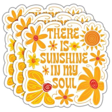 Imagem de (3 peças) Adesivos There is Sunshine in My Soul com citações motivacionais decalque à prova d'água adesivos de vinil adulto para laptop Kindle copo de carro garrafa de água caneca telefone caderno