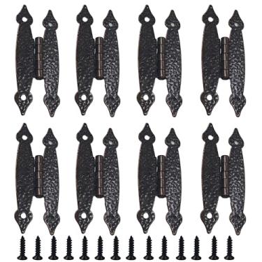 Imagem de Runseaway 8 peças de dobradiças vermelhas antigas de 3,5 polegadas, dobradiça de aço laminada a frio estilo H, dobradiça plana vintage, dobradiças decorativas de porta de montagem embutida para caixa